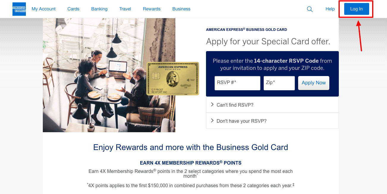 amex business gold card login