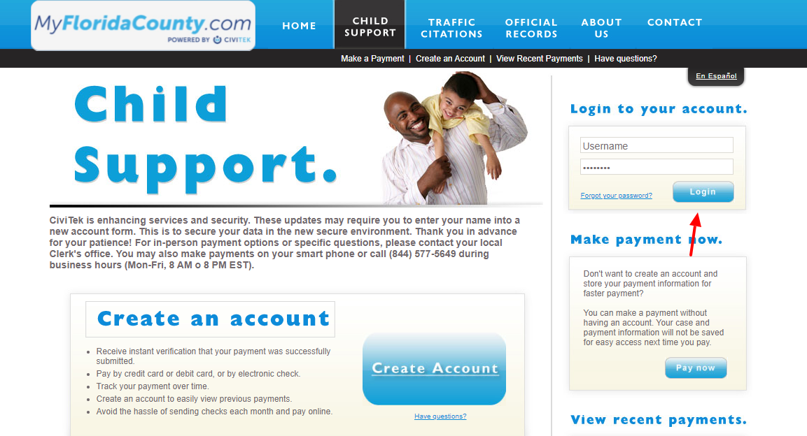 myfloridacounty child support login