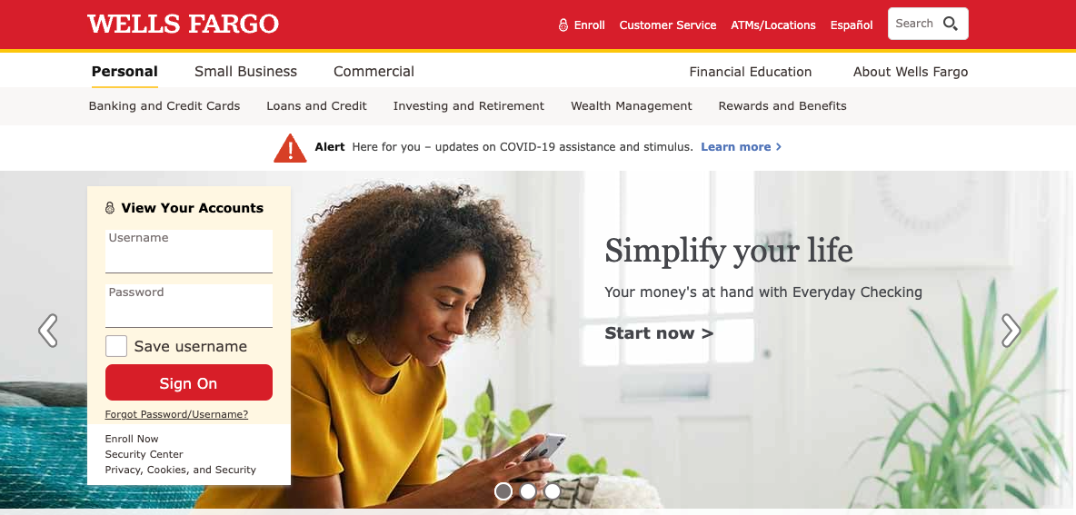 wells fargo login