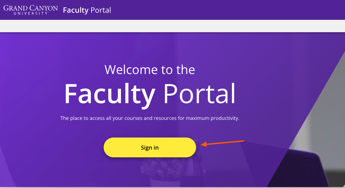 GCU Faculty login page