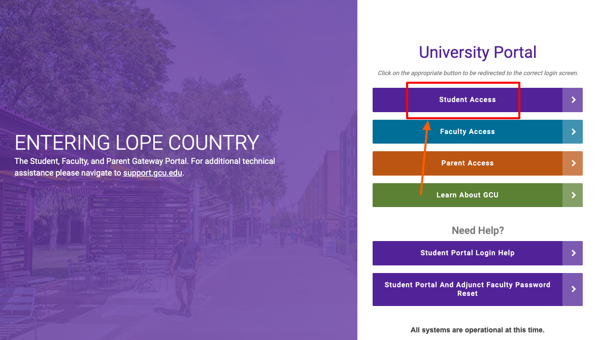 gcu portal login page