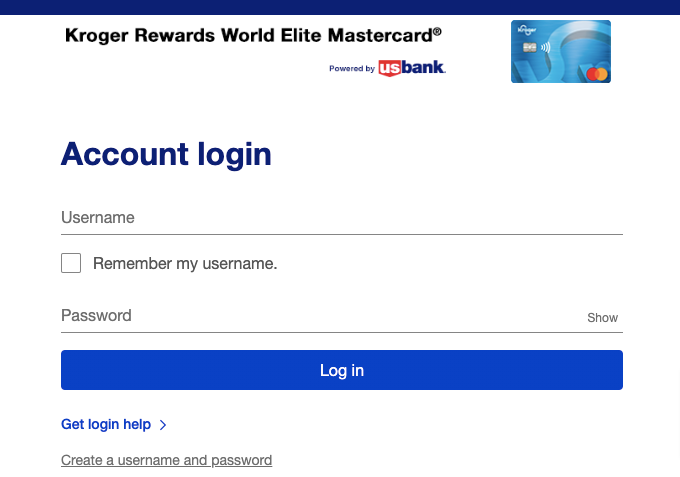 Kroger Credit Card Login