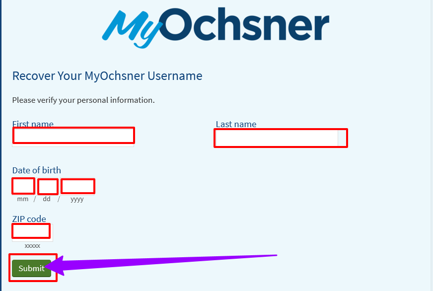 How to Recover Your MyOchsner Username