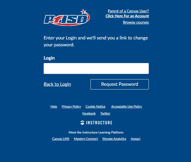 Reset Canvas PFISD Login Details