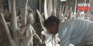 pottery busy to making saraswati idol | newsfront.co