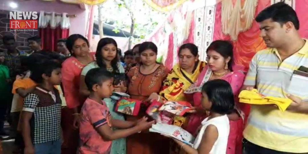 newly couple distribute food and clothes on marriage | newsfront.co
