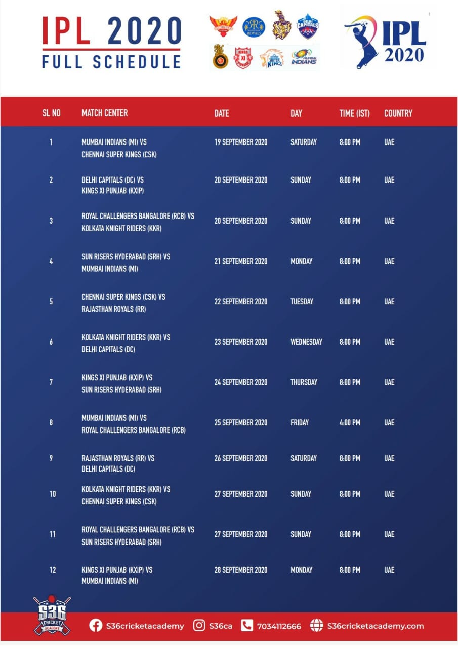 ipl schedule | newsfront.co