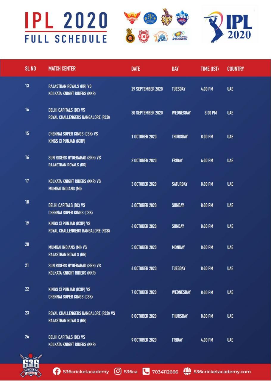 ipl schedule | newsfront.co